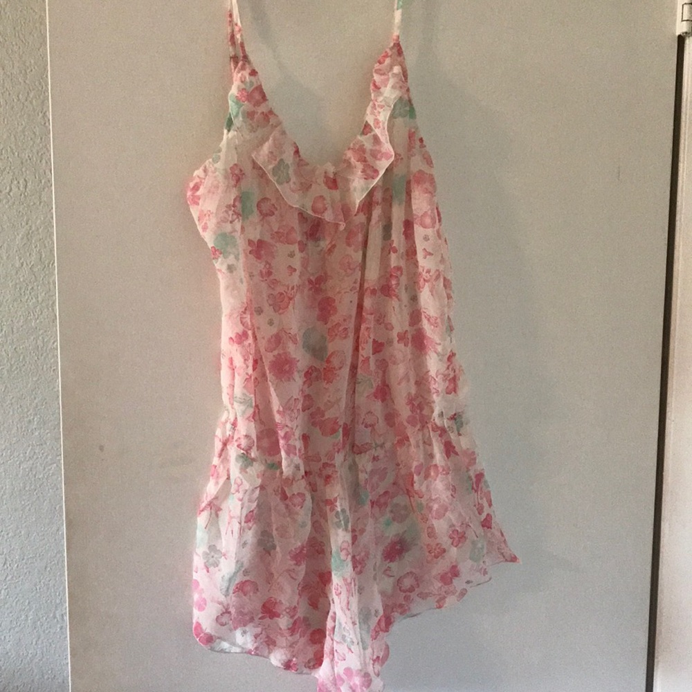 H&M pink ruffled sheer romper